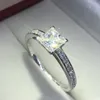 Choucong Brand Women 925 Sterling Silver Ring Princess Cut 1Ct Diamond Engagement Band Band Rings for Women Gift279U