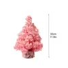 Decorações de Natal Simulação Rosa Mini Árvore Com Base de Bloco de Madeira Artificial Reunindo Enfeites de Mesa Xmas Decoração de Escritório em Casa