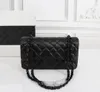 10A Top Tier Quality Jumbo Double Flap Bag Luxury Designer 25CM Real Leather Caviar Lambskin Classic All Black Purse Quilted Handbag Shoulde 01