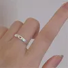 Anéis de cluster simples oco para fora em forma de coração metal prata cor escovado anel feminino ajustável aberto doce moda feminina jóias estéticas