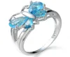 10 pezzi 1 lotto LuckyShine topazio rosso blu 925 anelli in argento sterling con farfalla imposta anelli per donne con zirconi cubici regalo di festa1254178