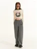 Damenhose Vintage Winter Warm Gestreifte Sweatpant Y2K Koreanischer Stil Kordelzug Weites Bein Hose Harajuku Oversize Jogger Lounge Hose