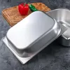 Tallrikar rostfritt stål buffé PAN Rektangel Tray Middag servering behållare med lock (39L)