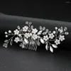 Hair Clips Pearls Flower Comb Wedding Bridal Barrette Crystal Rhinestone Accessories Headpiece For Women Decorate