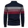 Pulls pour hommes automne et hiver fermeture éclair col debout demi-ouvert pull pull tricots mode rayure élastique