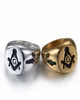 18k Gold Plating Unique Design Ring 316 Rostfritt stål Men039S Ring Mason Jewel -artiklar Masonic Regalia Rings med Red Stone1574262