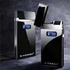 Ny LED Display Touch Sensing Dual Arc Lighter Metal Windproect USB Laddning Pulse Electric Flameless Men's High End Gift