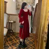 Casual Dresses Toast Velvet Suit Wine Red Woman Fall 2023 Engagement Horn Sleeve minns klänning