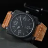 Moda luksusowy projektant br beller new męskie brązowe skórzaneWristWatches Men Automatyczny produkt Micro Men's Square Pin Watcher Mechanical Tape Watch