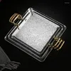 Plates Double Ear Creative 304 Stainless Steel Tray Shallow BBQ Dim Sum Steak Plate Rectangular Buffet Display Dishes And Sets