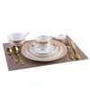 Płyty naczynia Pełne zastawa stołowa z kości China Gold Knife widelc łyżka ceramiczna luksusowy serwowanie zbiór kolacji z zestawem naczyń kuchennych 231213