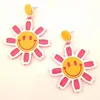 Neue süße Smiley-Blume, große Baumeln-Ohrringe für Frauen in 3 Farben, klare Acryl-Ohrringe, Modeschmuck, Accessoires289S