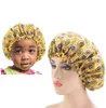 2pcsset fläck silkeslen stor motorhuv för förälder barn afrikansk tryck ankara motorhuv kvinnor barn sömn cap headwrap hatt hår wrap7978872