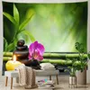 Tapisseries Zen Chambre Intérieur Décoratif Bambou Coulant Vert Bambou Bouddha Méditation Tapisserie Vert Décoration Murale Vert Décor À La Maison