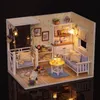 Architecture/DIY House Kitten Mini Doll House Mini Model Building Kit Assembled House Home Kit Creative Room Bedroom Decoration with Furniture DIY Ha 231212