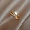 Cluster Rings Simple Opal Double Layer Ring Gold Plated Fashion Charm Women's Index Finger Girl Party Jewelry Birthday Gift