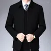 Jaquetas masculinas roupas de escritório outerwear masculino topos marca jaqueta de negócios casual turn down colarinho zíper casacos moda simples