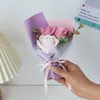 Decoratieve Bloemen 10 stks Kunstmatige Rose Anjer Boeket 3 Hoofden Zeep Bloem Moederdag Valentijnsdag Geschenk Bruiloft Souvenirs Thuis