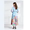 Projektant Party Floral Party Line Boho Maxi Sukienka Lantern Rękaw Woman V-Neck Slim Vintage Elegant Fit Sukienki 2024 Sprins Fall Sweet Słodkie sukienki pasa startowe