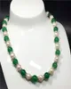 Verkaufen Sie natürliche 89 mm weiße Süßwasserperlgrün -Jade -Perlen Halskette 48 cm Fashion Jewelry5819515