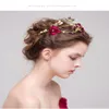 Moda Rhinestone Kırmızı Çiçek Altın Kaplama Kelebek Saç Bantları Düğün Tiara İnci Kafa Bantları Gelin Saç Mücevher Accessories309H