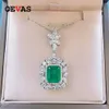 OEVAS 100% 925 Sterling Silver 9 11mm Synthetic Emerald Pendant Necklace For Women Sparkling High Carbon Diamond Fine Jewelry228F