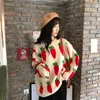 Women's Sweaters Women Oversized Fashion Knit Sweater Pullovers Round Neck Carrot Pattern Printed Sweet Pull Jumpers Long Sleeve Street Top