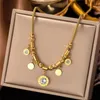 Colares de pingente de aço inoxidável vintage 18k banhado a ouro romano turquesa colar feminino moda jóias resistente