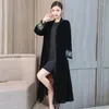 Women's Trench Coats Embroidered Cardigan Women Windbreaker Vintage Long Sleeve Robe Spring Autumn Jacket Coat Black Velvet Outerwear