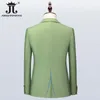 Vêtements ethniques Veste Gilet Pantalon S 5XL Luxueux Costume d'affaires vert pour hommes 3pcs Prom Banquet Party Groom Robe de mariée Couleur unie 231213