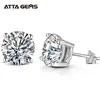 ATTAGEMS 2 Carat 8 0mm D couleur boucles d'oreilles pour femmes de haute qualité 100% 925 argent Sterling scintillant bijoux de mariage 220210296U