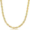 Colar de jóias finas banhado a ouro moda aço inoxidável dupla camada torcida espinha de peixe corrente de cobra colar para mulher