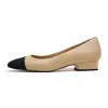 Paris Marque Sandales Noir Ballerines Chaussures Femmes Printemps Matelassé Véritable Cuir Rose Slip sur Ballerine De Luxe Bout Rond Dames Robe Chaussures 35-42