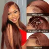 Synthetic Wigs Reddish Brown Lace Front Human Hair Pre Plucked Dark Red Brown Bone Straight 13x4 13x6 HD Lace frontal Wig On Sale Clearance 231211