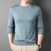 Pulls pour hommes Haute Qualité Soie Lyocell Tricots Tops Automne Casual O-Cou Laine De Mouton Jumpers Mâle Pull À Manches Longues Tricot Tee-shirts