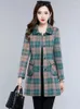 Women's Trench Coats 2023 Autumn Fashion Single-Breasted Middle-Aged Mother Plaid Loose Coat Women Casual Slim Windbreaker Female Overcoat