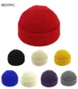 12 Kolorowy zimowy żebrowany dzianinowy mankiet Krótki akrylowy melon Cap swobodne stałe kolor Skullcap workowato retro dorosły czapka czapka 249U3466636