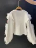 Kobiety dla kobiet Kobiety gaganiczne kobiety haftowane 3D Rose dzianin bandigan top 2024 Zima zima wszechstronna noszenie miękki kleisty sweter 231213