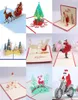 10 Styles 3D Pop Up Merry Chirstmas gratulationskort Tree Santa Claus Deer Snowman Presentkort Festive Party Supplies3989151