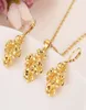 golden flowers assembled beautiful Fine 18k Gold Pendant Chain Earrings Flower set Jewelry Bride Wedding Bijoux giftd4398480