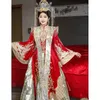 Abbigliamento etnico Yourqipao Abito da sposa Hanfu migliorato 2023 Abito da sposa cinese Autunno e inverno Ricami con perline pesanti Abiti Xiuhe Robe 231212