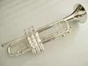 Imagem real Tiro Trompete de latão banhado a prata LT180S-43 Stradivarius Trumpet Horn Professional Bb Instrumentos Musicales Profesionales Bocal