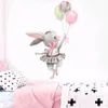 Ballet gris mignon Ballet de lapin autocollants muraux pour enfants chat chat bébé stickers muraux fleur rose pour fille de chambre décoration de maison