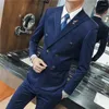 Men's Suits Est Fashion Striped 3 PCS Double Breasted Groom Suit Wedding Tuxedos Formal Business Casual Wear