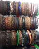 Whole 100pcs Men Women Vintage Genuine Leather Bracelets Surfer Cuff Wristbands Party Gift Mixed Style Fashion Jewelry Lots4532945