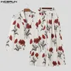 Męskie dresy 2023 Masowe zestawy Mężczyzn Streetwear Flower Printing Lapel Blazer Blazer Pants 2pcs luźne swobodne garnitury S5xl Inderun 231212