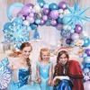 Décorations de Noël 140pcs Frozen à thème Party Floke Bleu Bleu Purple First 5th Girl Girl Snow Queen Decoration Globos 231213