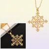 Etiopskie duże wisiorki Naszyjnik Złota Kolor Biżuteria Afryka Cross Erytrea habesha Naszyjnik5277481