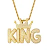 Pingentes de hip hop gelado coroa bolha letras nome personalizado zircão cúbico corrente pingentes colares para homem jóias1665012