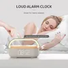 Bluetooth Speaker with Digital Alarm Clock Wireless Charger FM Clock Radio Adjustable LED Night Light Dual Wireless Speakers 2500mAh Battery for Bedroom,Home